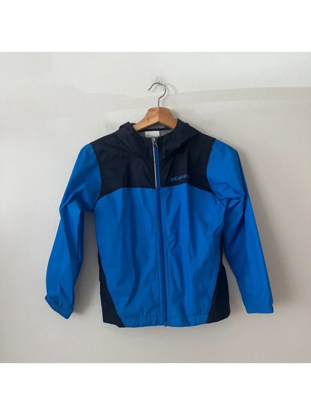 Columbia Blue Waterproof Windbreaker Rain Jacket Kid's Size Small 8